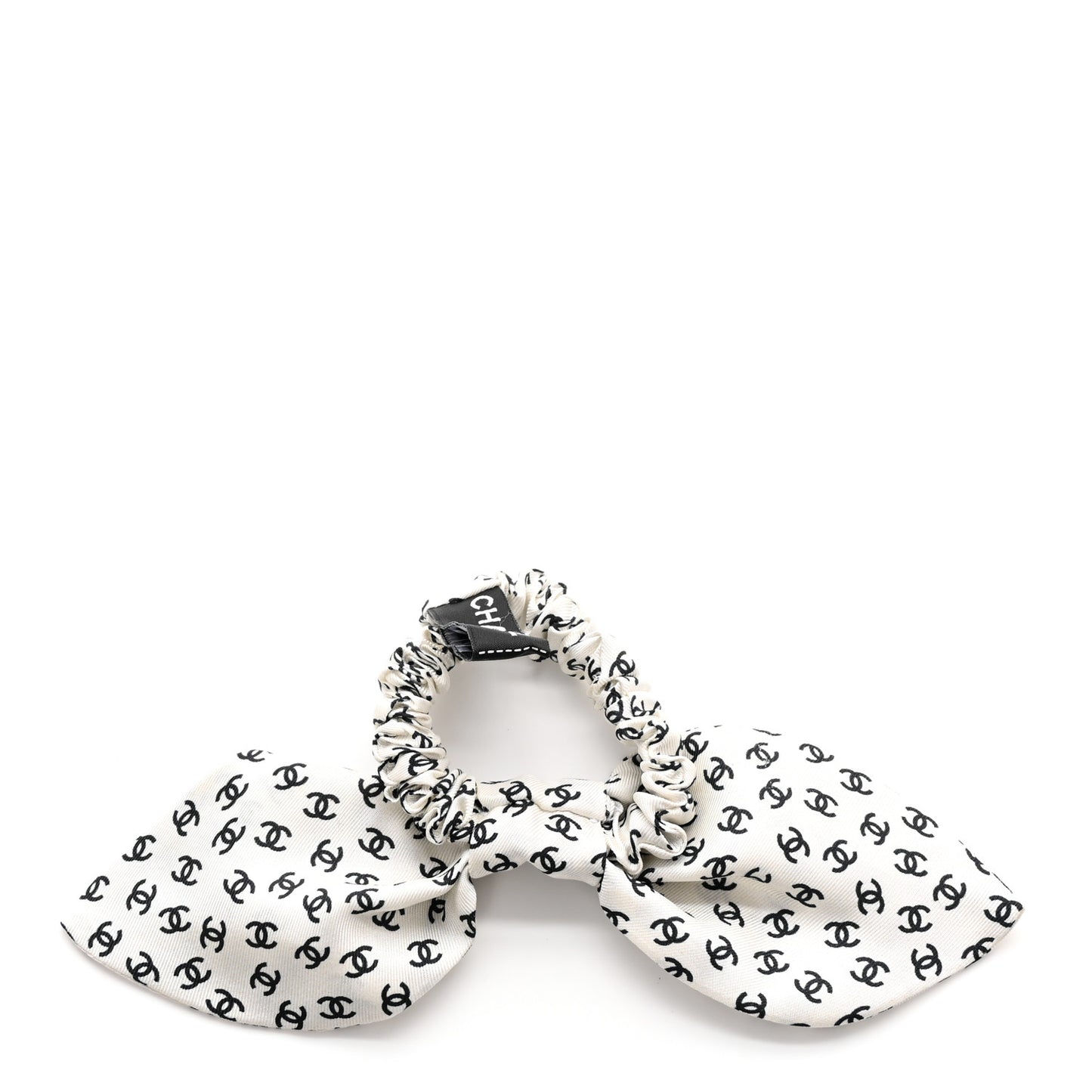 Silk Twill CC Scarf Hair Tie Black White