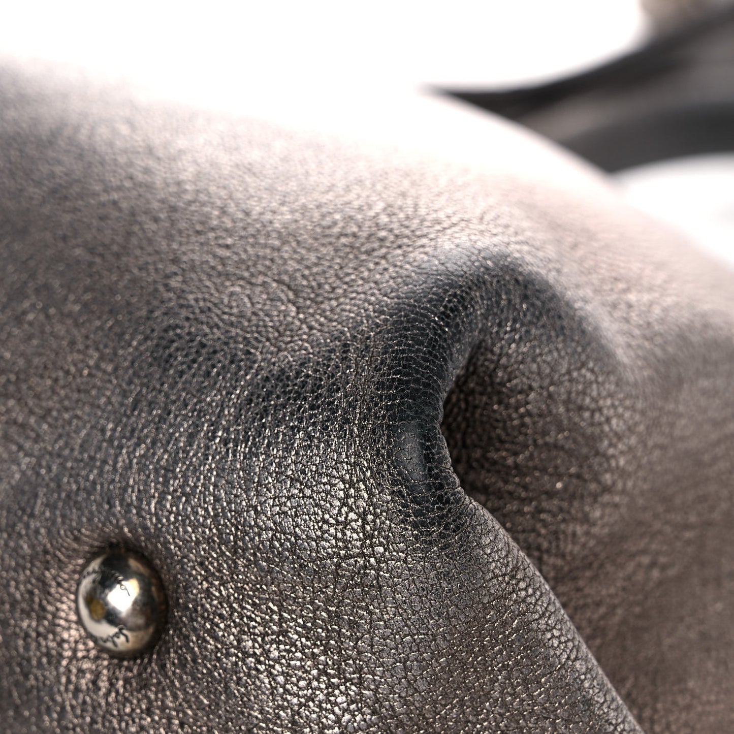 Metallic Grained Calfskin Sofia Satchel Silver