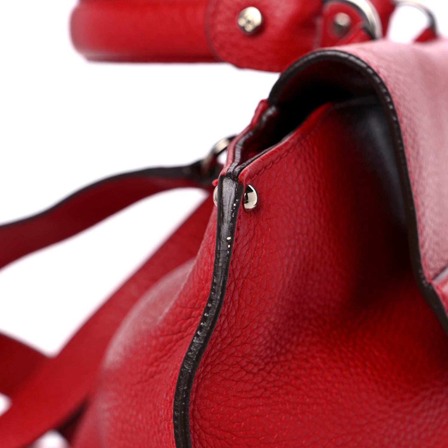 Salvatore Ferragamo Grained Calfskin Sofia Satchel Red 11 of 13