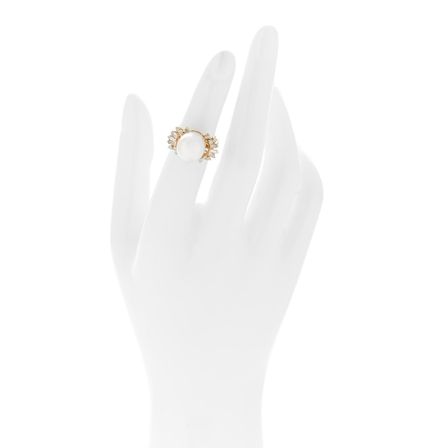 Parker & West by FASHIONPHILE 14K Yellow Gold Diamond Cultured Pearl Cocktail Ring 46 3.75 2 of 9