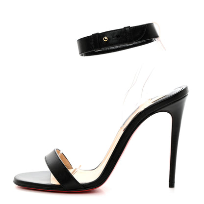 Christian Louboutin Shiny Nappa PVC Jonatina 100 Sandals 35.5 Black 1 of 8
