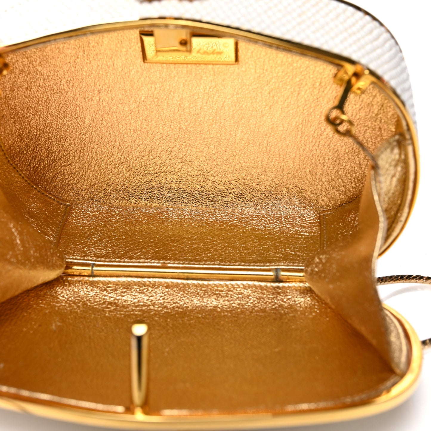Crystal Minaudiere Clutch White