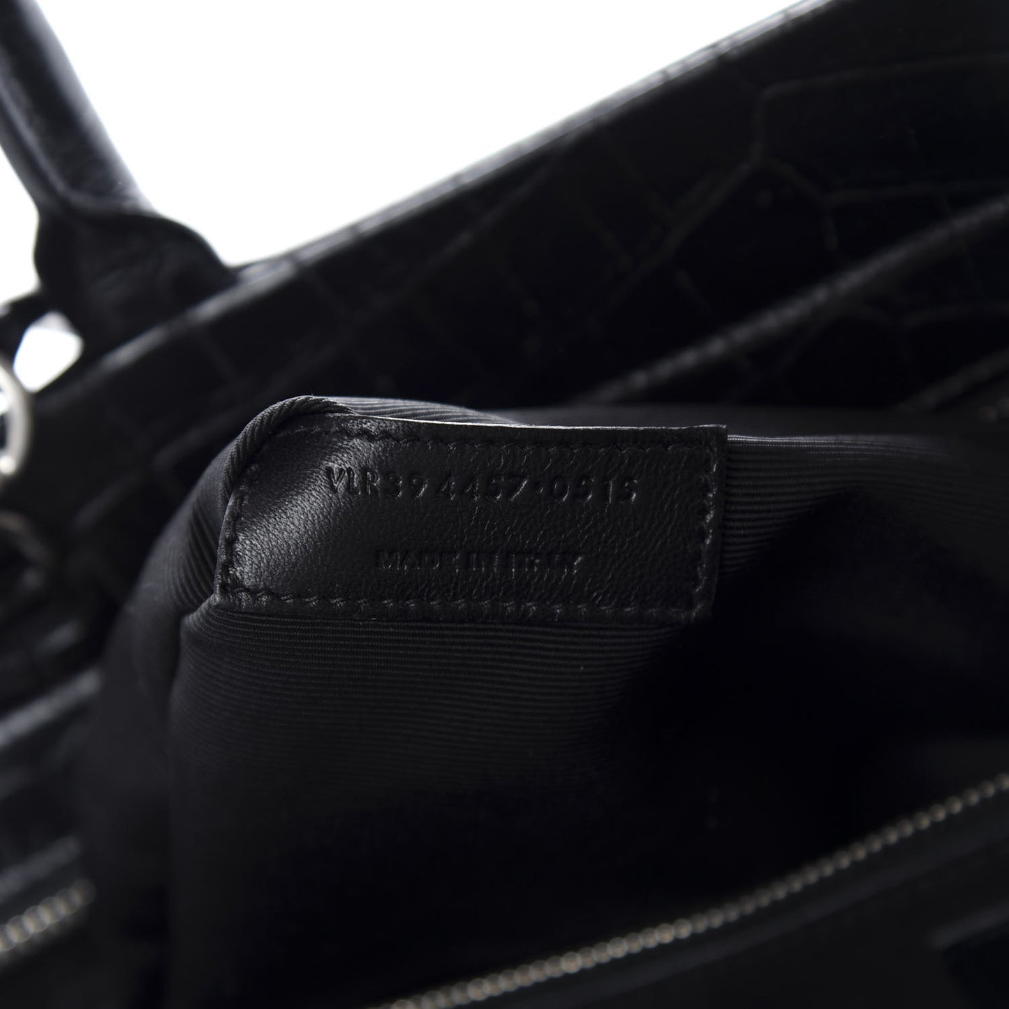Calfskin Crocodile Embossed Medium Cabas Rive Gauche Black