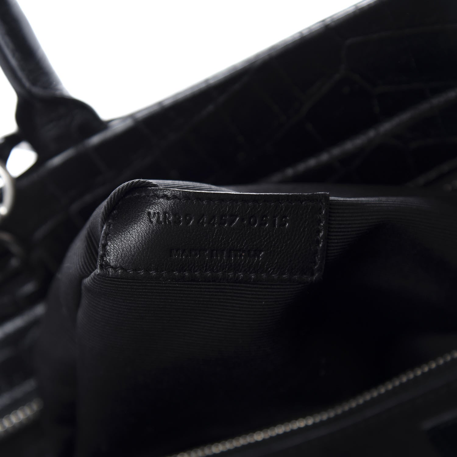 Saint Laurent Calfskin Crocodile Embossed Medium Cabas Rive Gauche Black 8 of 11