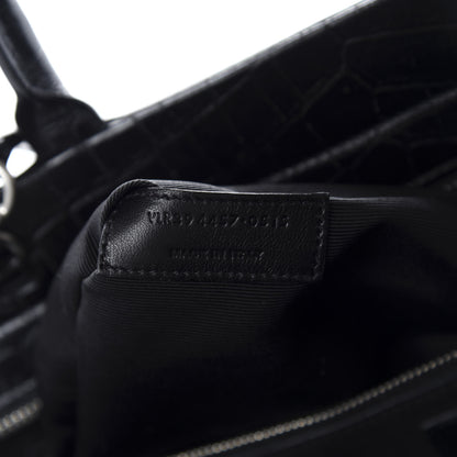 Saint Laurent Calfskin Crocodile Embossed Medium Cabas Rive Gauche Black 8 of 11
