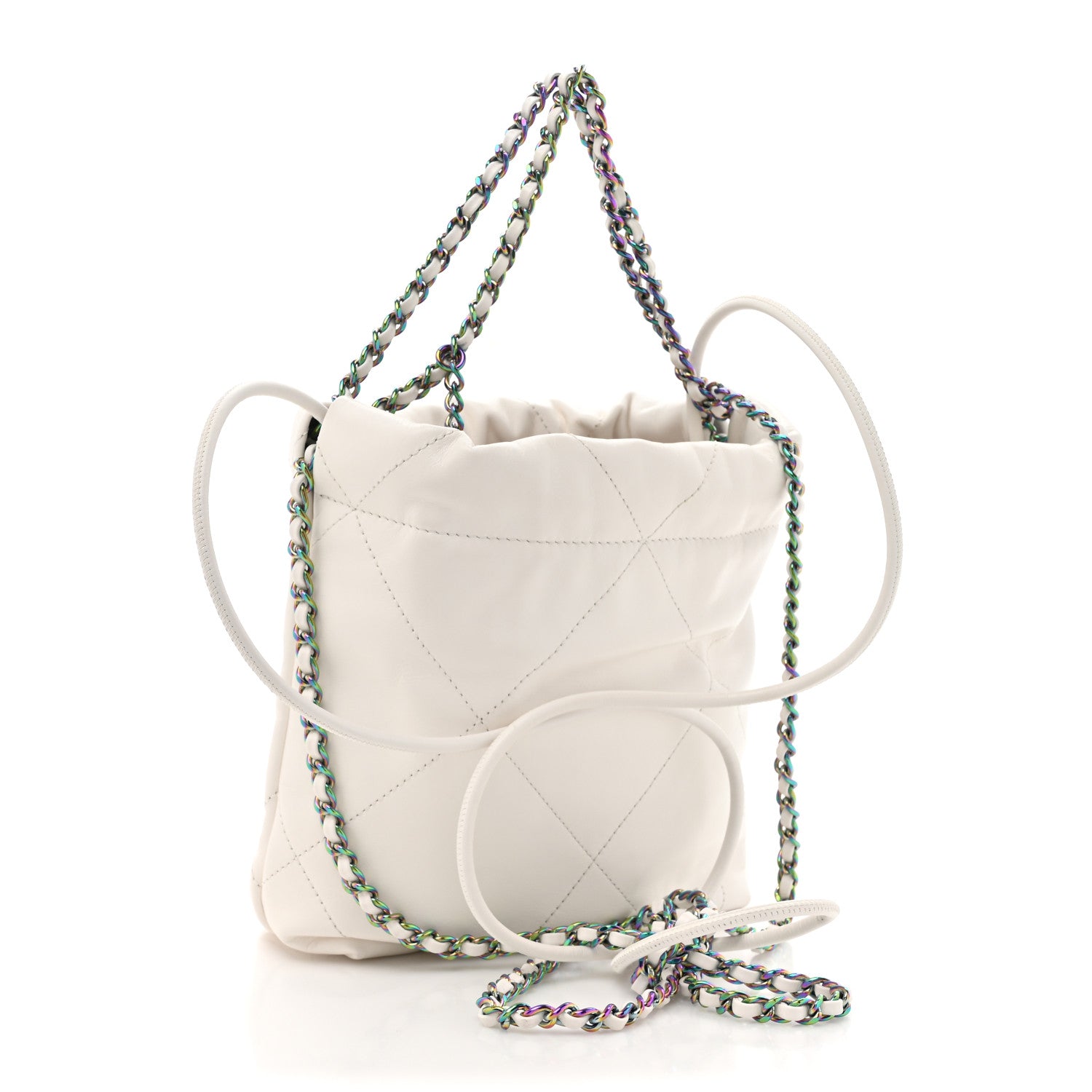 Chanel Shiny Calfskin Quilted Rainbow Mini Chanel 22 White 2 of 10