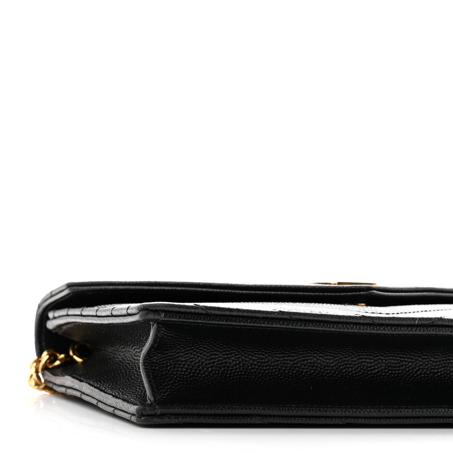 Saint Laurent Grain De Poudre Matelasse Chevron Monogram Envelope Chain Wallet Black 8 of 9