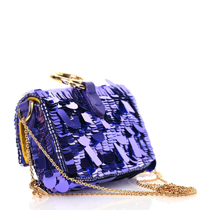 Fendi Sequin Paillettes Shiny Nappa Sex and the City Nano Maxi Buckle Baguette Charm Viola Purple 2 of 11