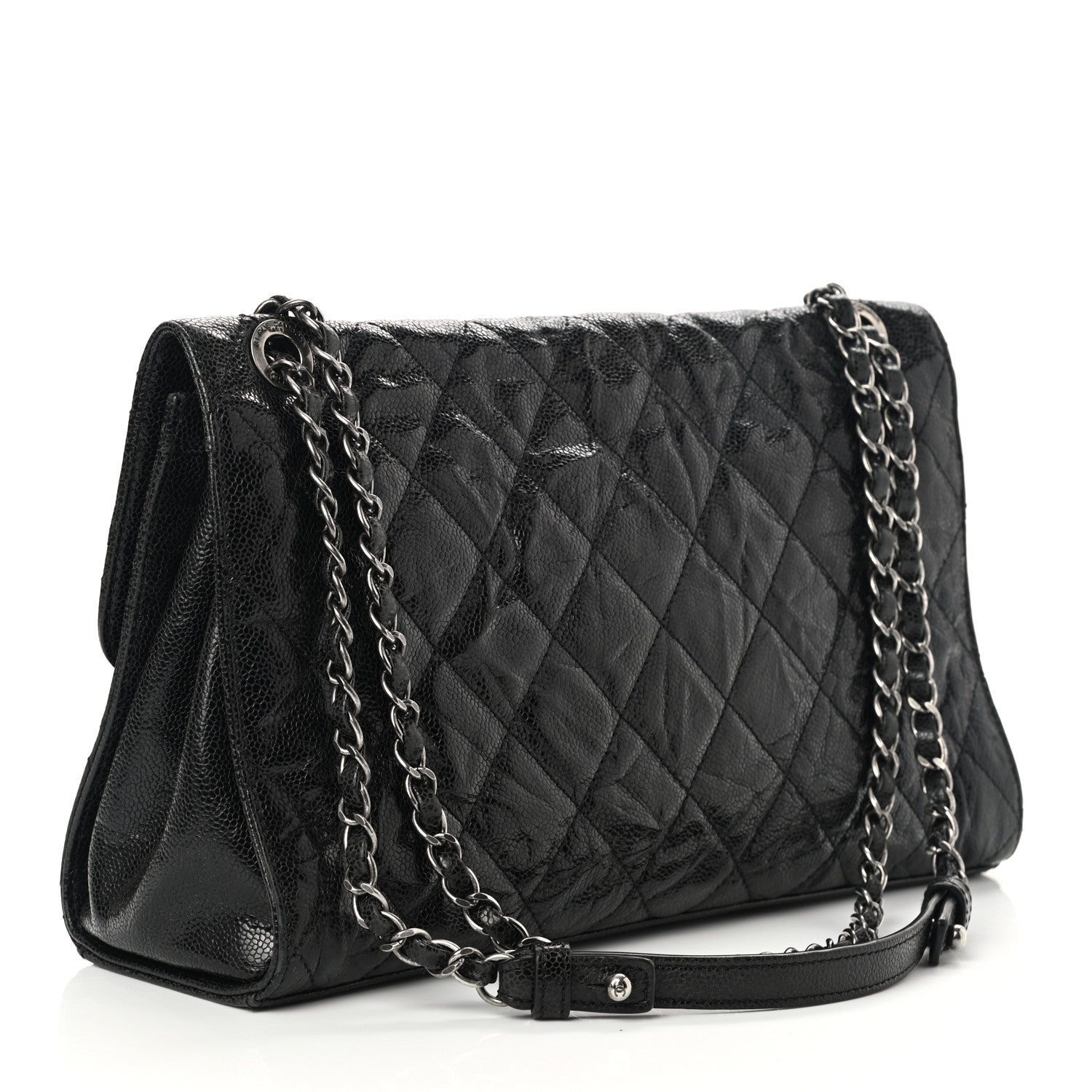Chanel Crumpled Grained Calfskin Jumbo CC Crave Flap Black 3 of 13