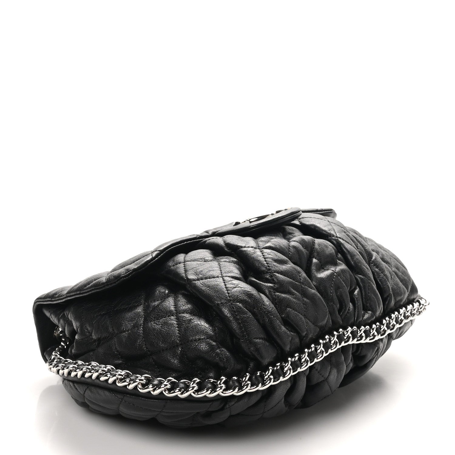 Chanel Washed Lambskin Quilted Large Chain Around Messenger Black 4 of 10