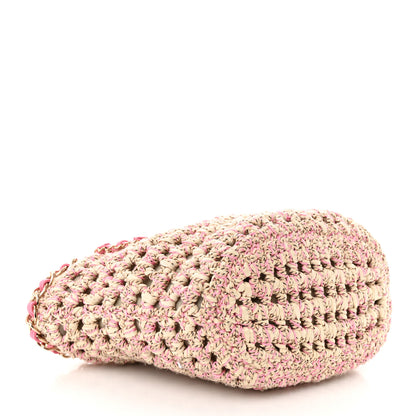 Chanel Mixed Fibers Calfskin Crochet Small Shopping Bag Beige Pink 4 of 10