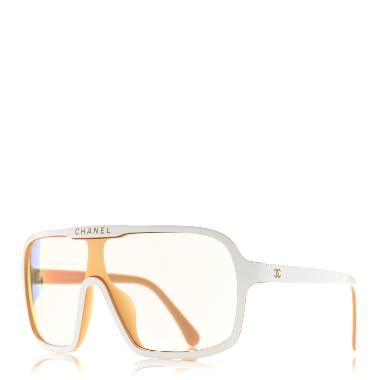 Acetate Shield Quilted Sunglasses 71655A White Gold