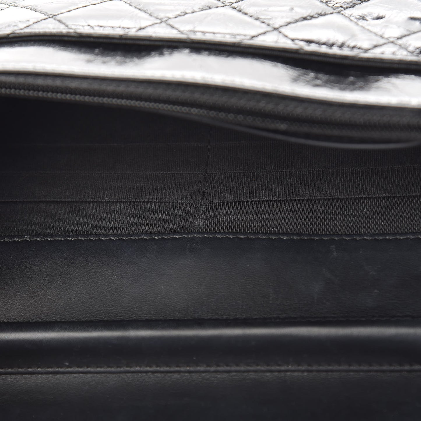 Shiny Aged Calfskin Quilted Boy Wallet On Chain WOC Black