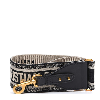 Christian Dior Canvas Embroidered Shoulder Strap Black 1 of 5