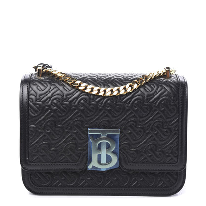 Burberry Calfskin Monogram Embossed Small TB Chain Bag Black 1 of 8