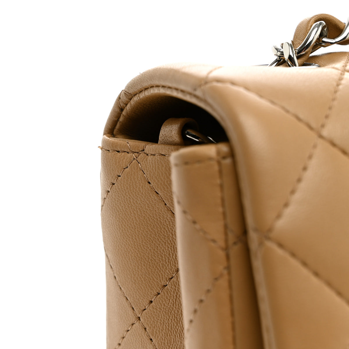 Lambskin Quilted Mini Rectangular Flap Beige