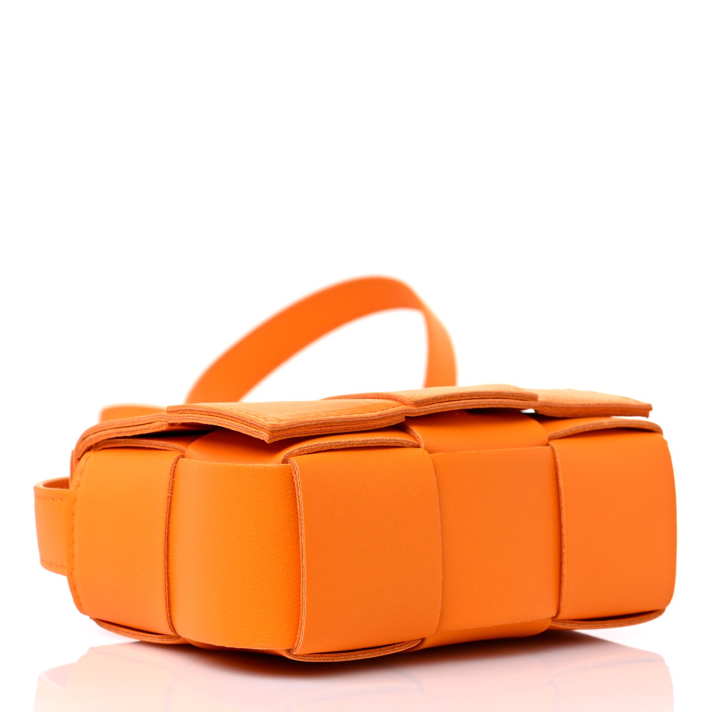 Lambskin Maxi Intrecciato Extra Mini Cassette Crossbody Bag Tangerine