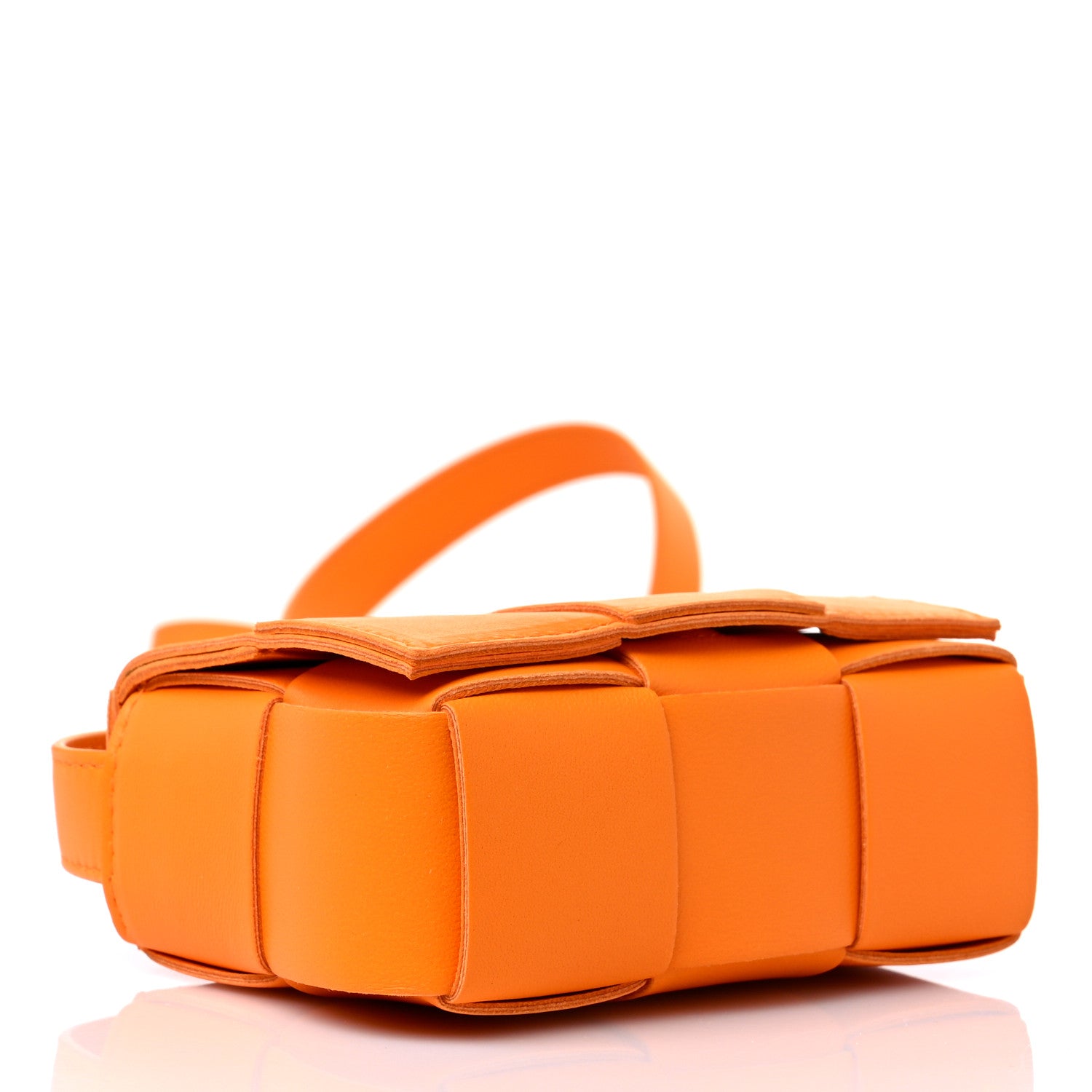 Bottega Veneta Lambskin Maxi Intrecciato Extra Mini Cassette Crossbody Bag Tangerine 4 of 10