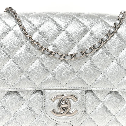Chanel Metallic Caviar Quilted Medium CC Slide Flap Silver Silver 8 of 11