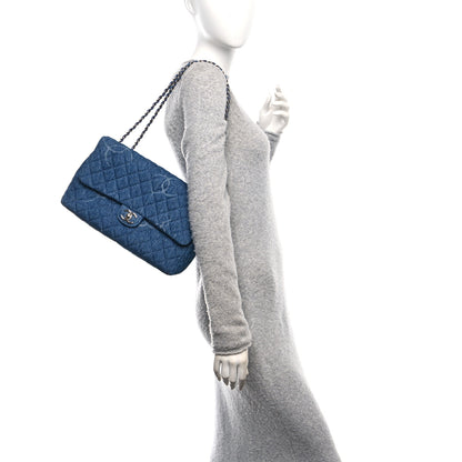 Chanel Denim Quilted CC Print Jumbo Single Flap Blue 2 of 10