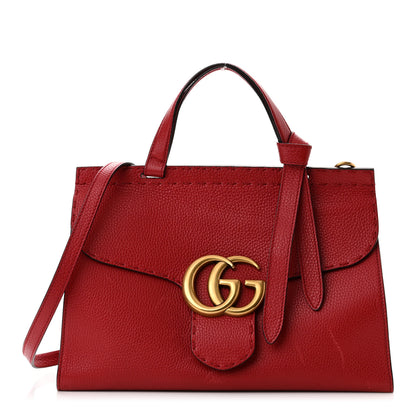 Gucci Calfskin Small GG Marmont Top Handle Bag Vulcanic Red 1 of 9