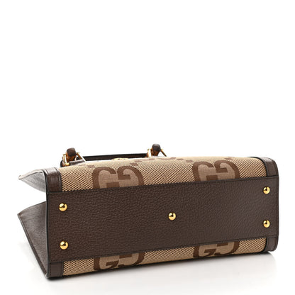Gucci Monogram Jumbo GG Textured Dollar Calfskin Small Diana Tote Bag Camel Ebony New Acero 4 of 11