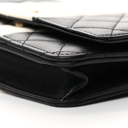 Chanel Lambskin Quilted Wallet On Chain WOC White Black 11 of 17