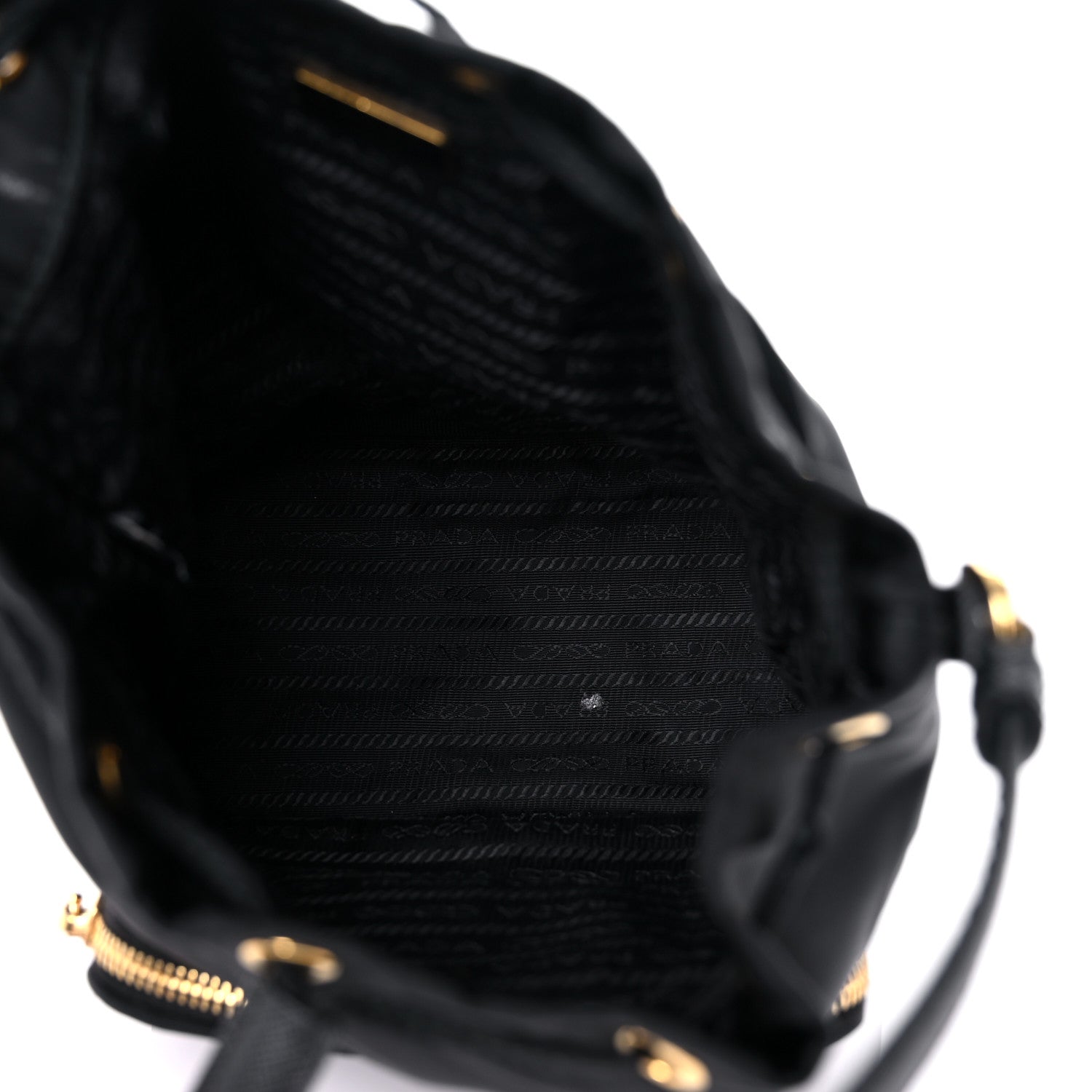 Prada Saffiano Tessuto Nylon Mini Bucket Crossbody Bag Black 5 of 18
