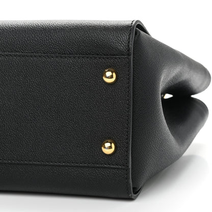 Burberry Soft Grain Calfskin Medium Buckle Tote Black 10 of 10