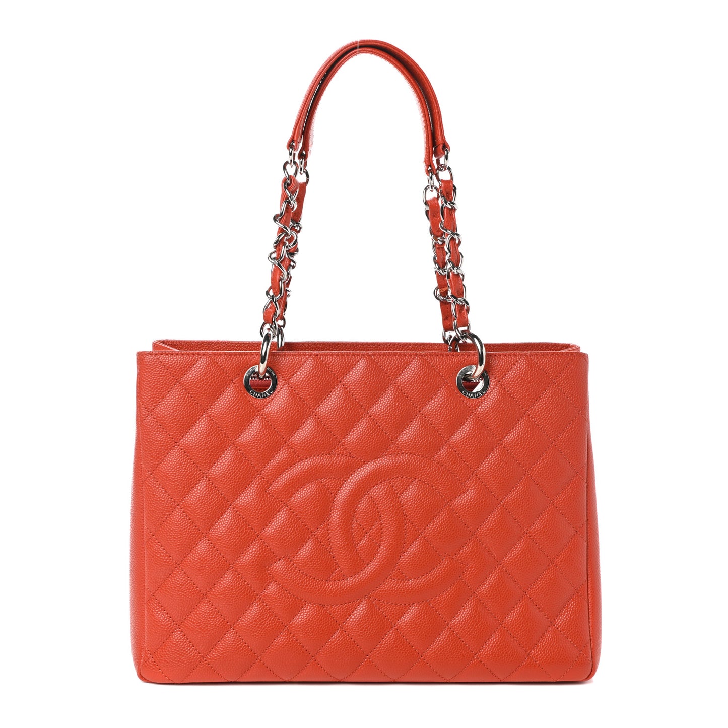 Caviar Quilted Grand Shopping Tote GST Orange
