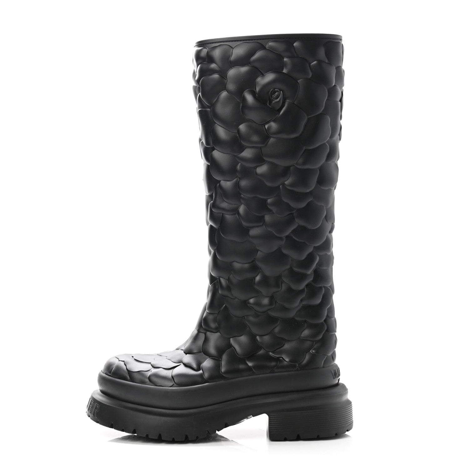 Valentino Garavani Rubber Atelier 03 Rose Edition 30/50mm Tall Rainboots 39 Black 1 of 8