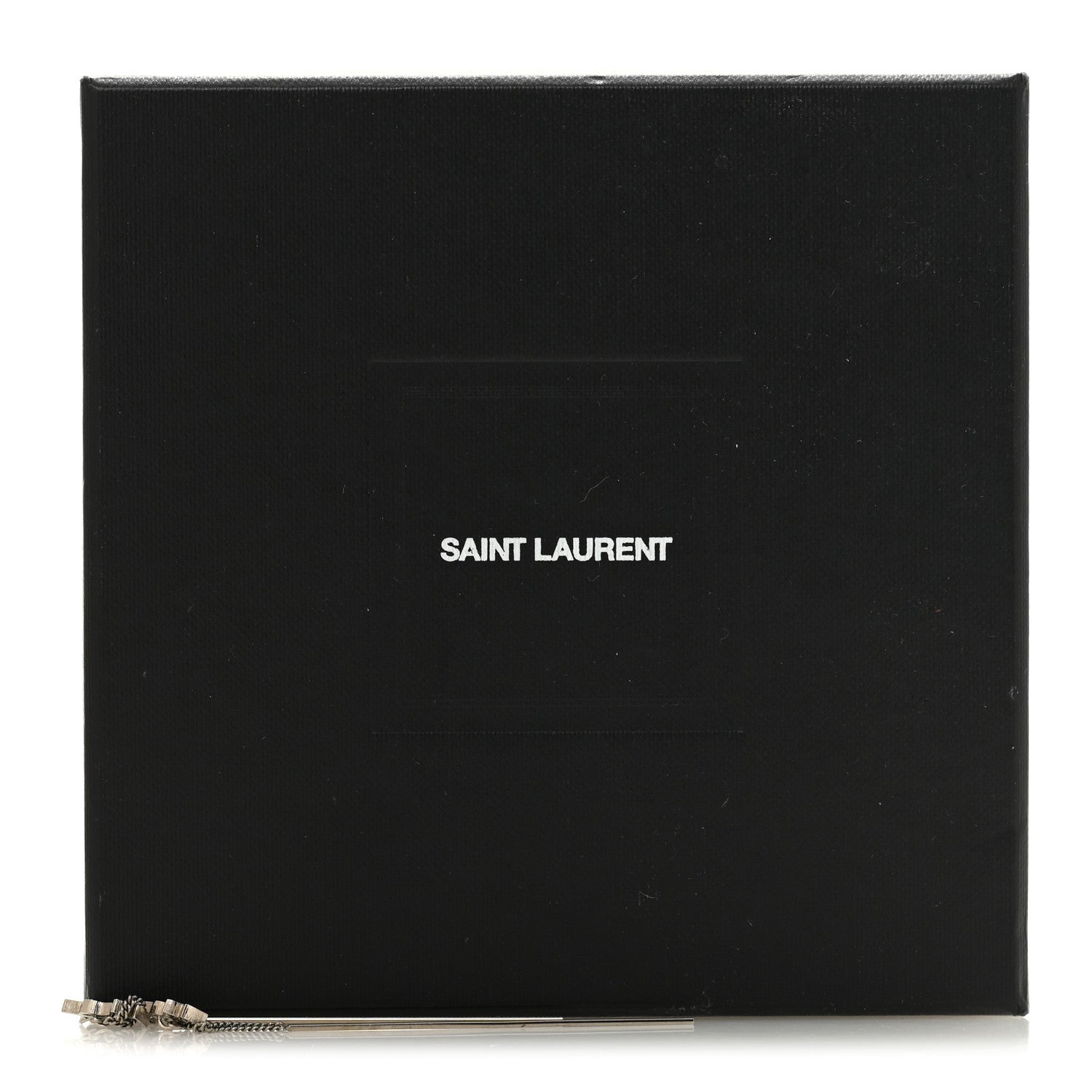 Saint Laurent Metal Monogram Pendant Threader Earrings Silver 5 of 5