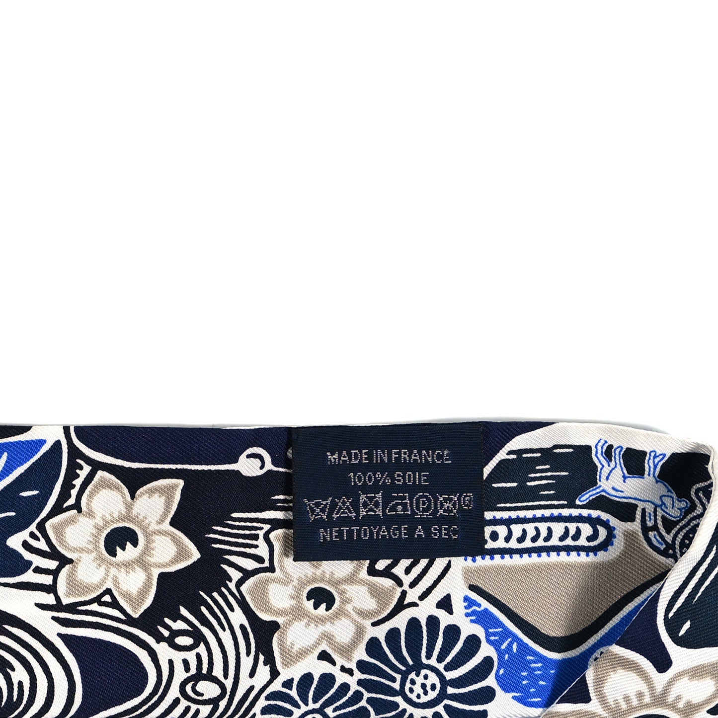 Silk Bingata Twilly Marine Tabac White
