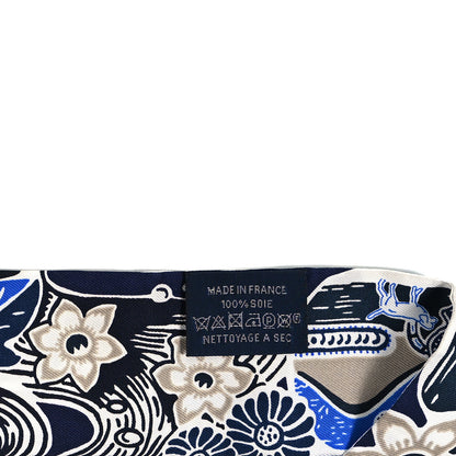 Hermes Silk Bingata Twilly Marine Tabac White 4 of 4