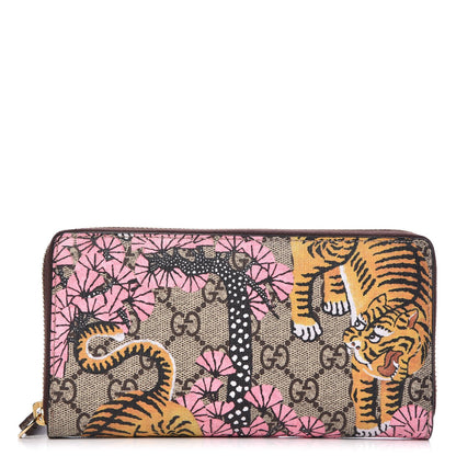 Gucci GG Supreme Monogram Bengal Zip Around Wallet Beige Pink 1 of 8