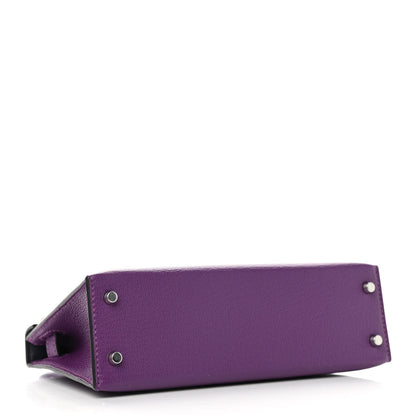 Hermes Chevre Mysore Verso Mini Kelly Sellier 20 Violet Bleu Marine 4 of 9