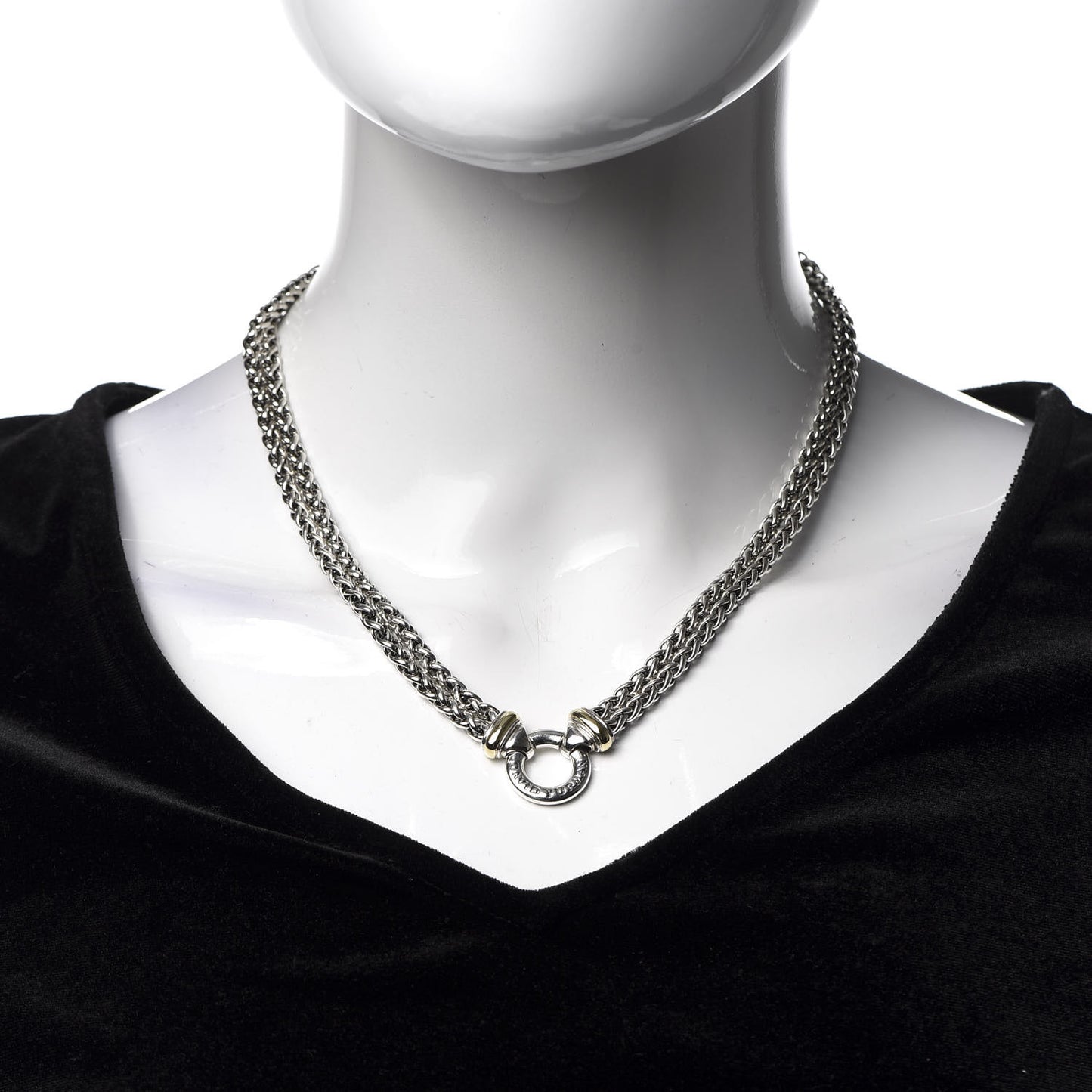 Sterling Silver 18K Yellow Gold 8mm Double Wheat Chain Necklace