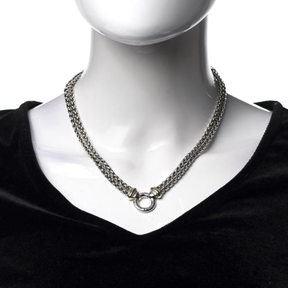 David Yurman Sterling Silver 18K Yellow Gold 8mm Double Wheat Chain Necklace 2 of 8
