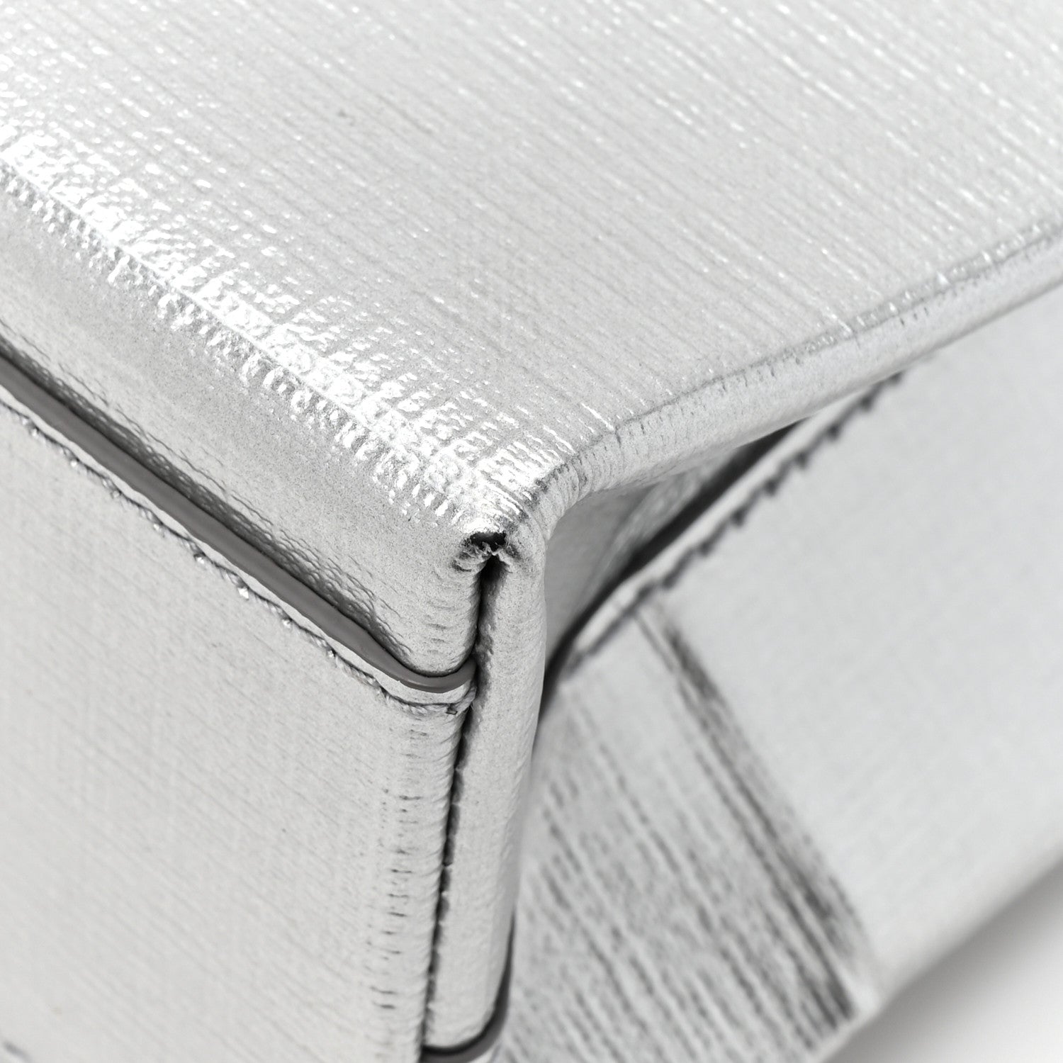 Balenciaga Metallic Squared Calfskin Logo North South Shopper Tote XXS Silver 11 of 12