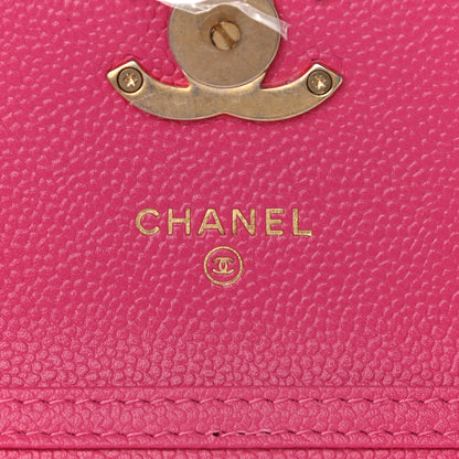 Chanel Shiny Caviar Quilted Chain Melody Card Holder On Chain Dark Pink 6 of 9
