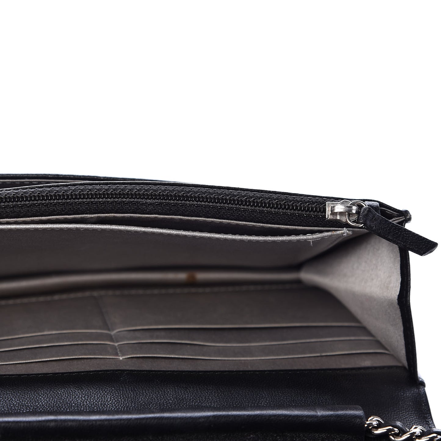 Lambskin Camellia Embossed Wallet on Chain WOC Black