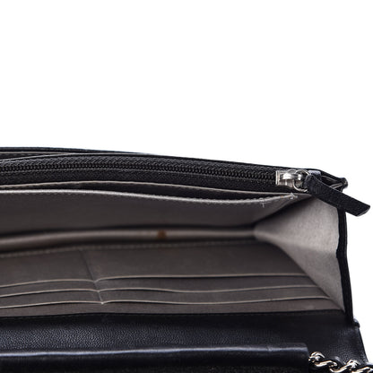 Chanel Lambskin Camellia Embossed Wallet on Chain WOC Black 4 of 11
