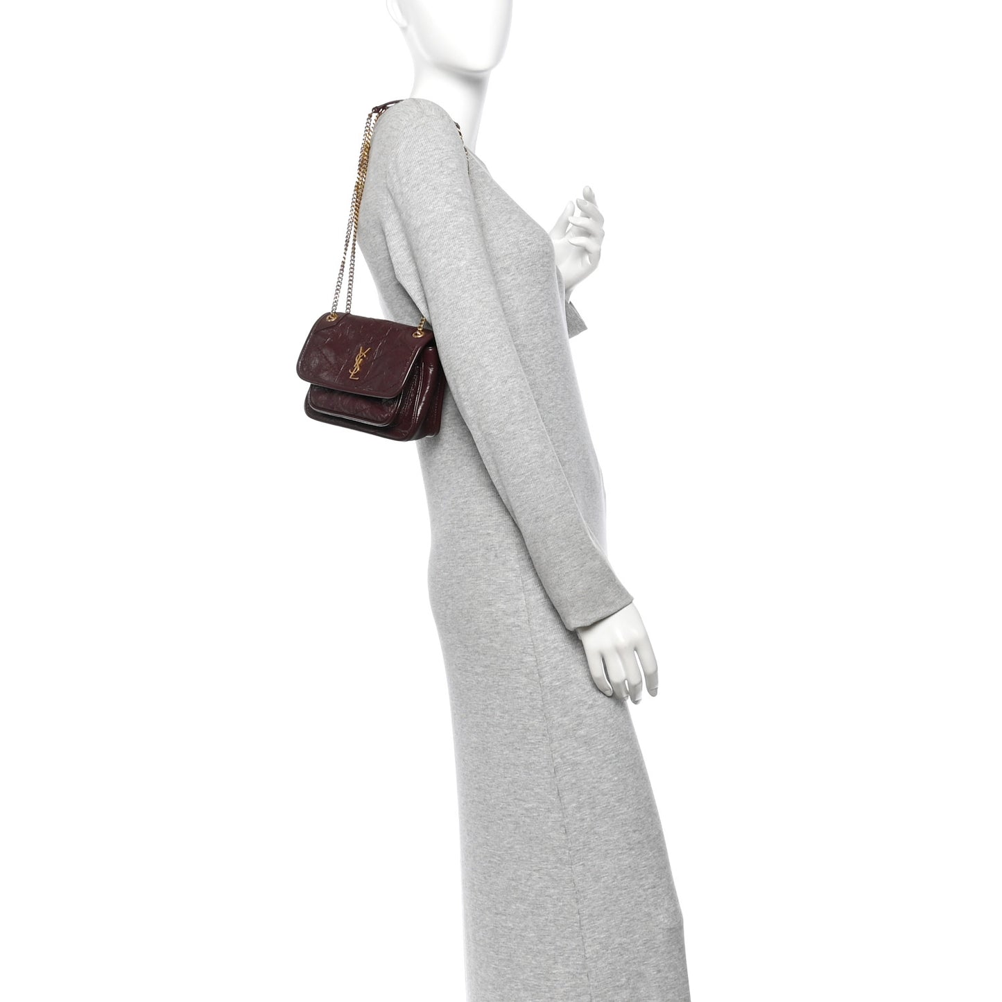 Grained Lambskin Monogram Mini Niki Chain Satchel Arabica