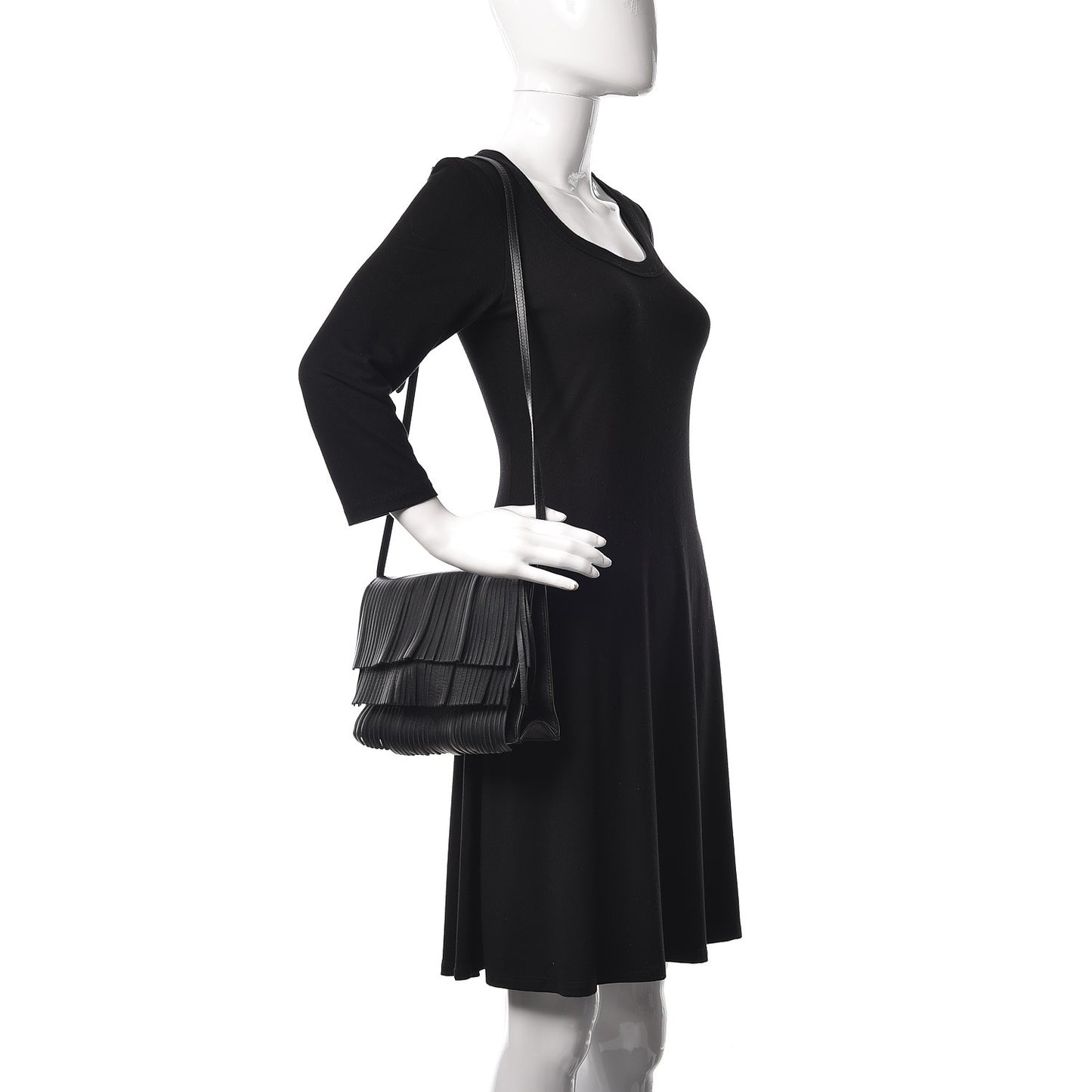 Calfskin Small Fringe Lunch Bag Black