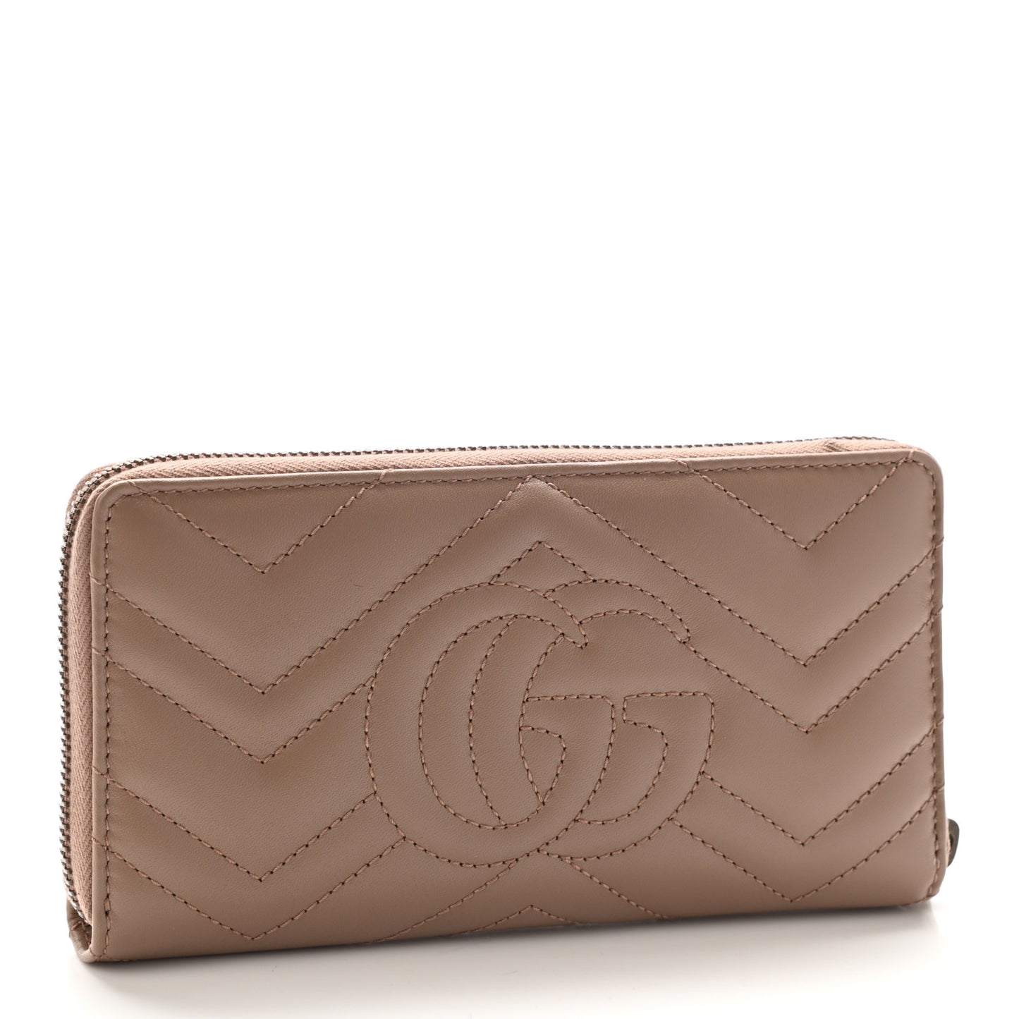 Calfskin Matelasse GG Marmont Zip Around Wallet Porcelain Rose