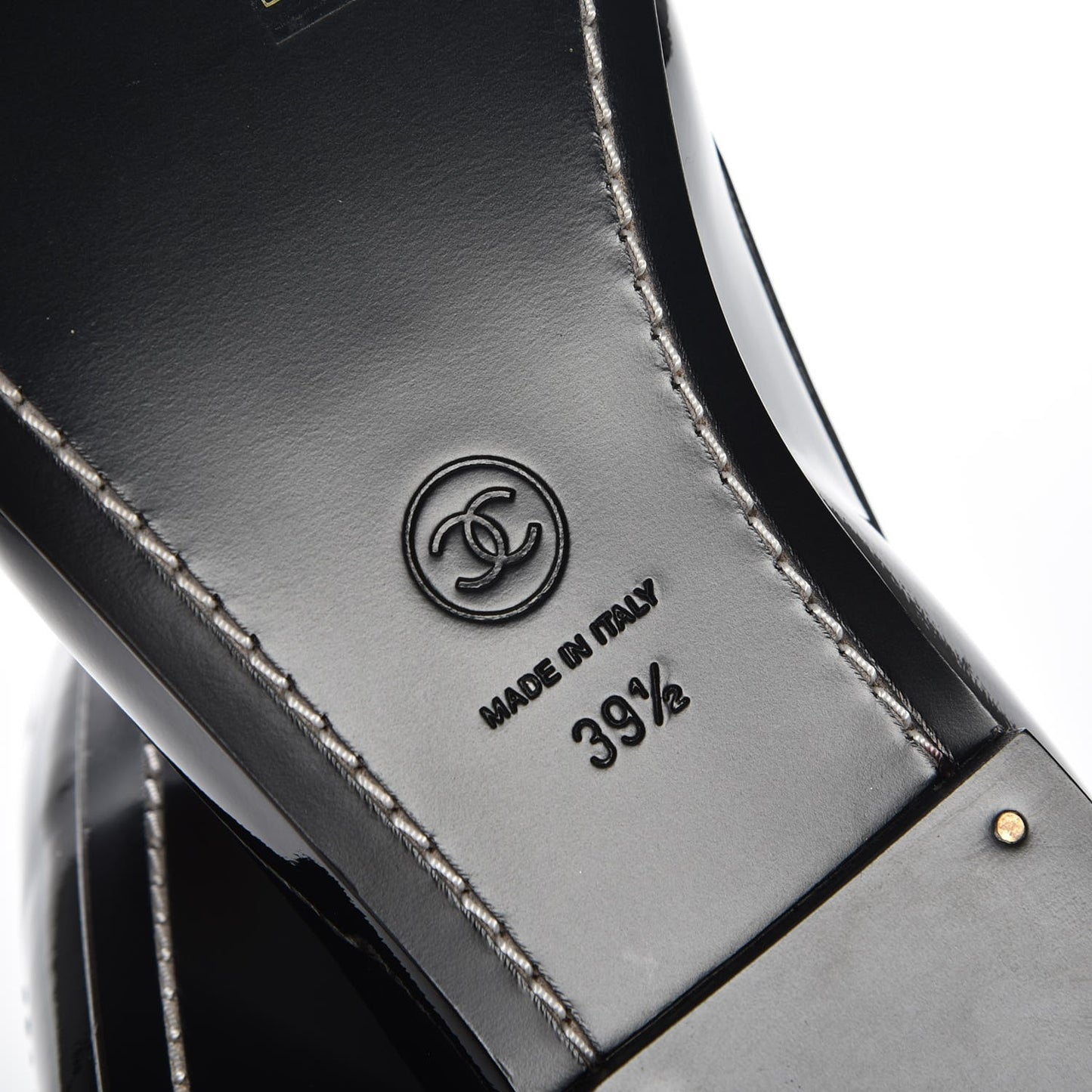 Patent Calfskin CC Loafers 39.5 Black