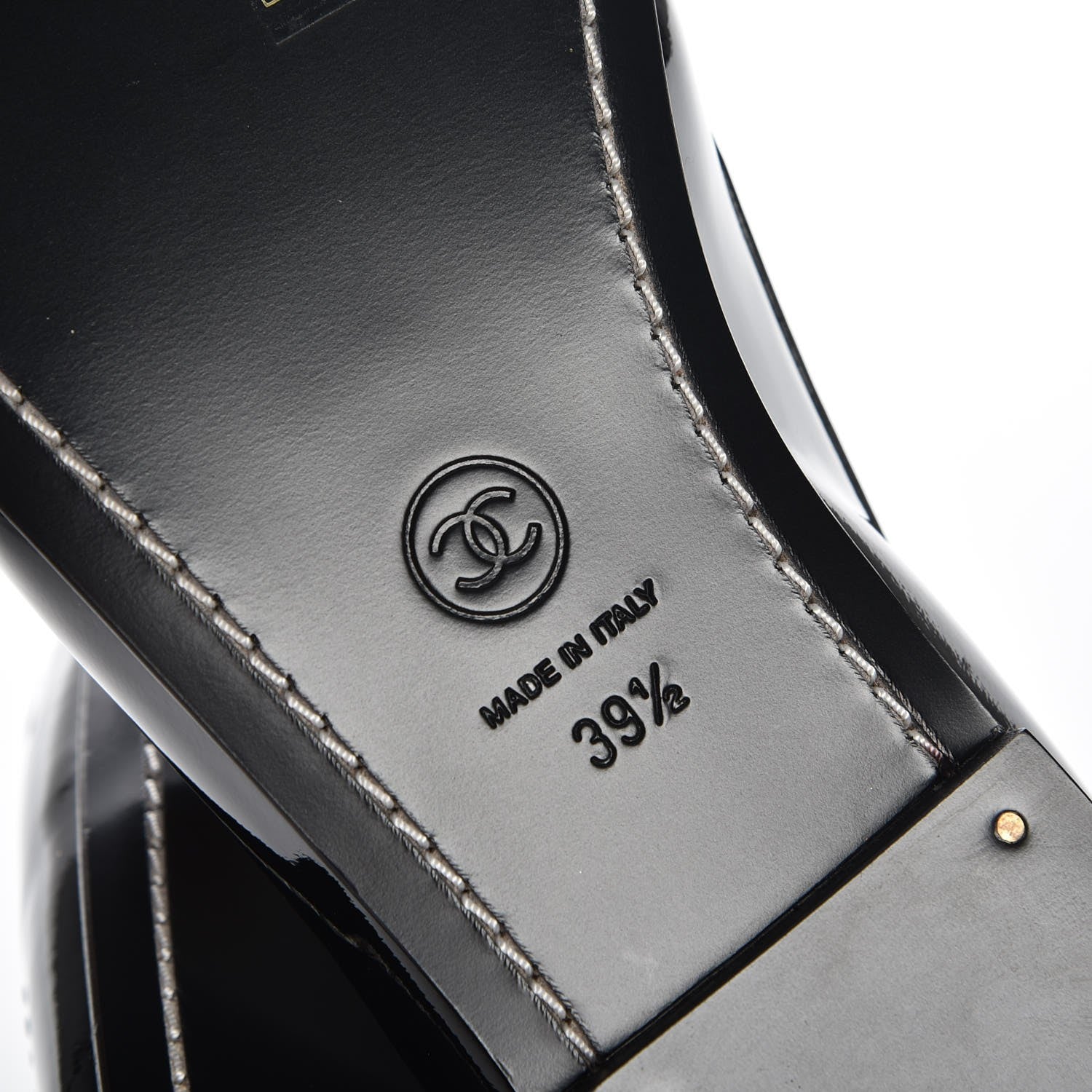 Chanel Patent Calfskin CC Loafers 39.5 Black 6 of 9