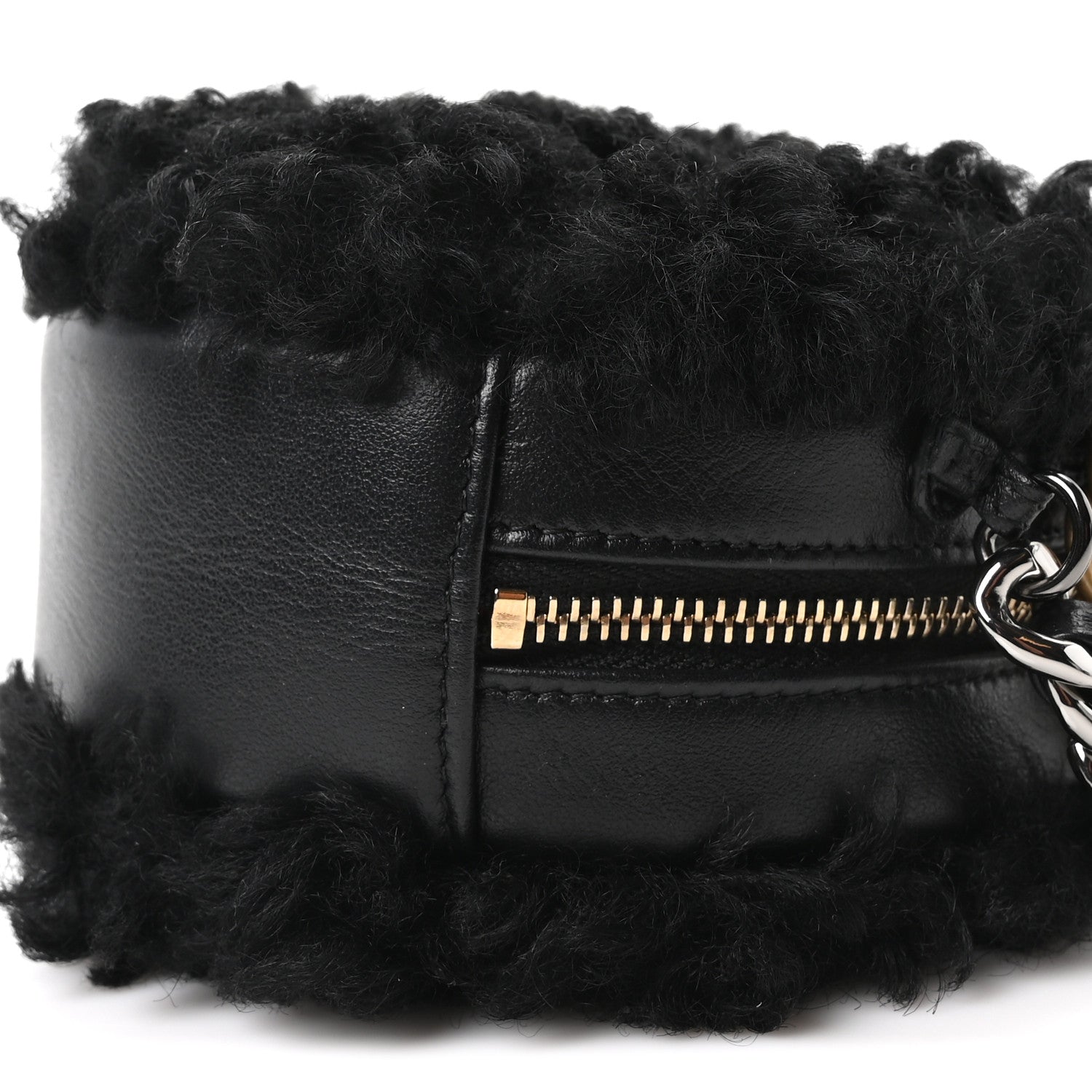 Chanel Shearling Sheepskin Chanel 19 Round Clutch With Chain Black 10 of 10