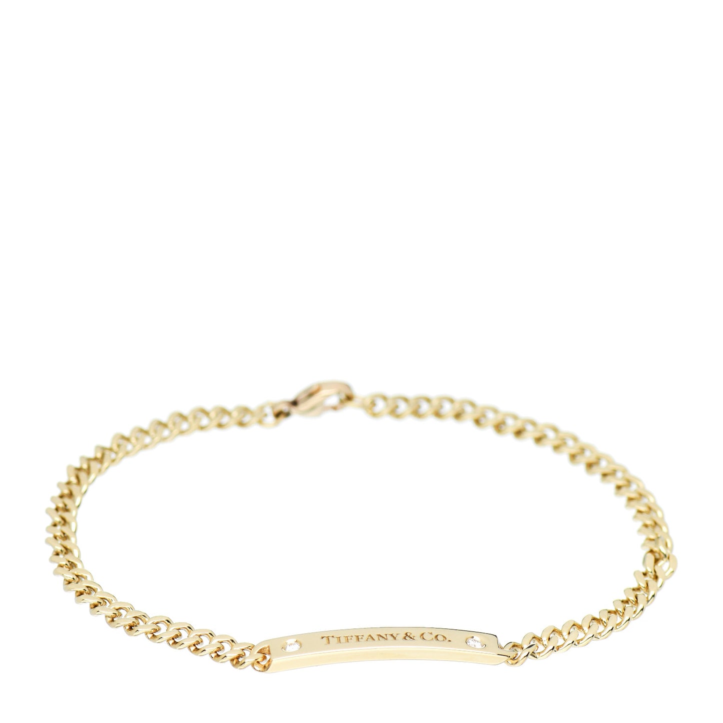 18K Yellow Gold Diamond Micro Link ID Chain Bracelet