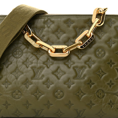 Louis Vuitton Lambskin Embossed Monogram Coussin MM Khaki 9 of 17